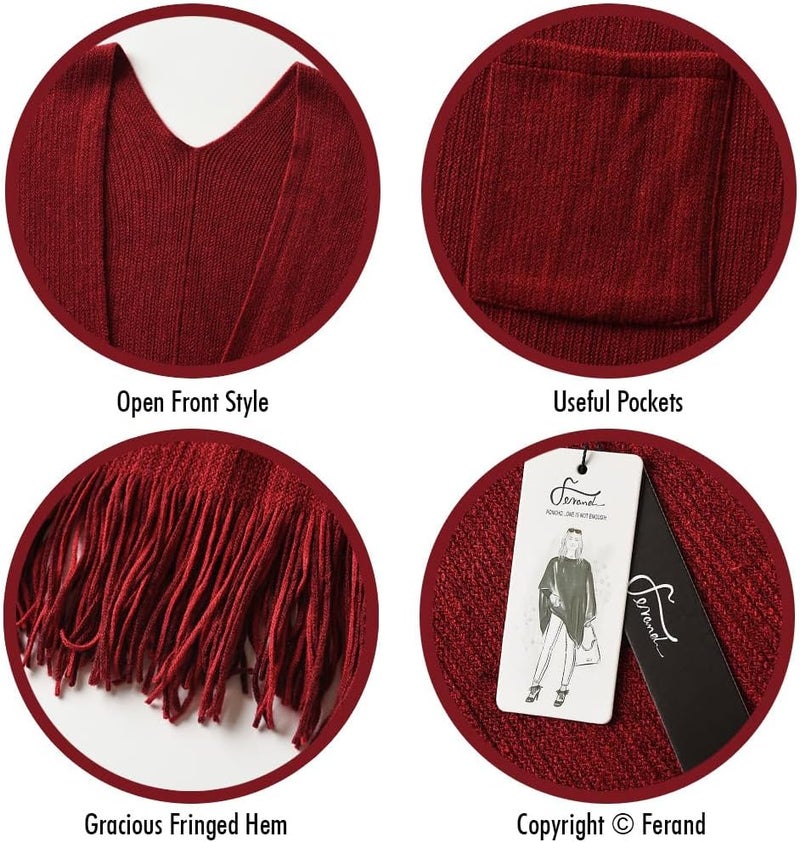Ferand Shawl Wraps for Women, Cozy Lightweight Poncho Cape with Pockets, Warm for Fall Winter Travel - Image 4